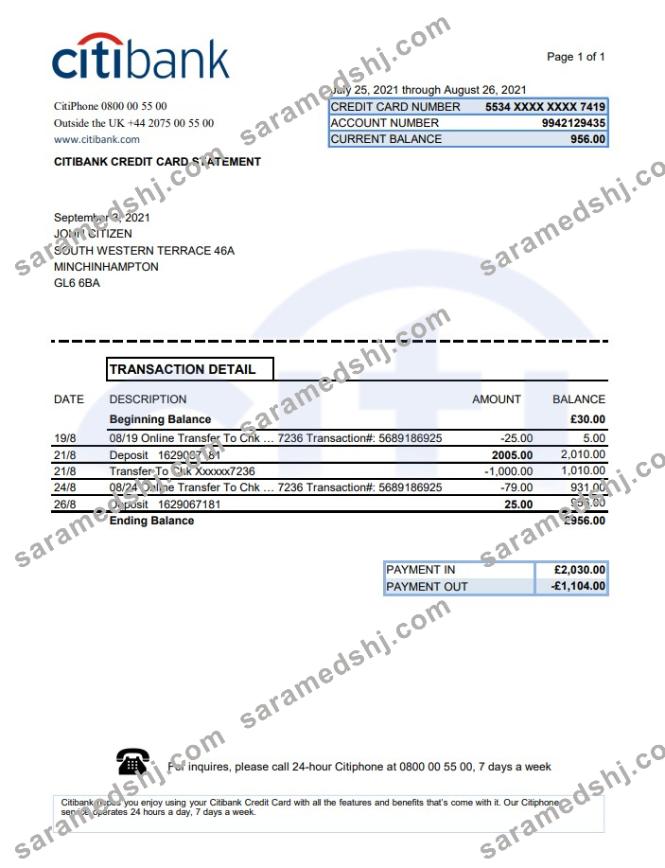 United Kingdom Citibank Excel